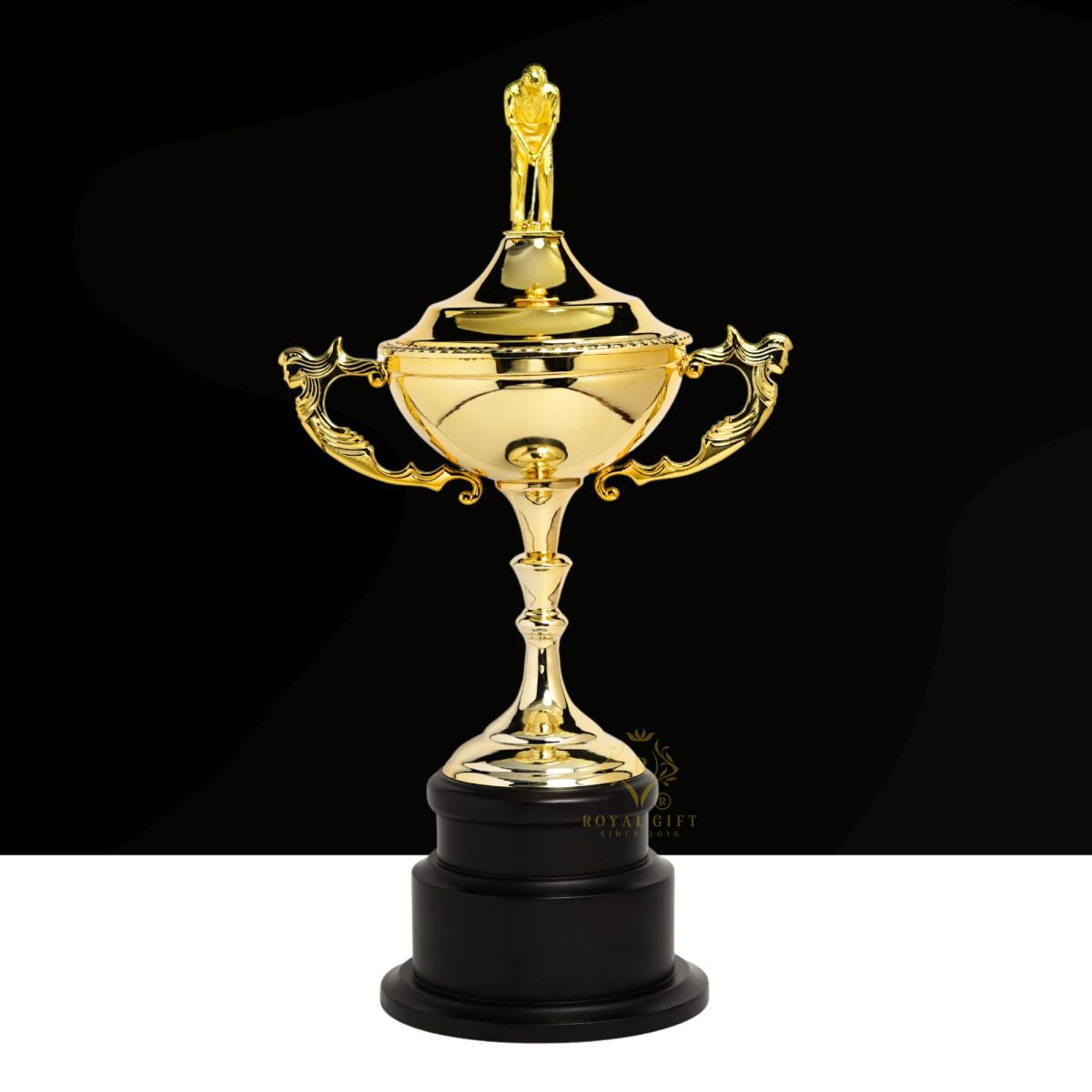 Cúp Best Gross RG-10111 kim loại màu vàng dáng ly truyền thống của Royal Gift