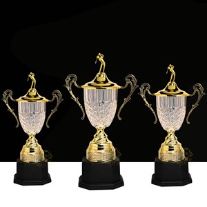 CÚP GOLF KIM LOẠI PHỐI MÀU VÀNG - TRẮNG THỦY TINH RG - G3062 