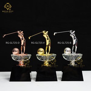 CÚP GOLF NGHỆ THUẬT PHA LÊ PHỐI KIM LOẠI - RG - GL725 (3 MÀU) 