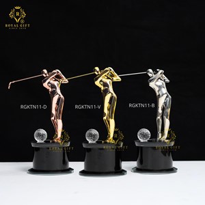 CÚP GOLF NGHỆ THUẬT PHA LÊ PHỐI KIM LOẠI - RG - KT - N11 (3 MÀU) 