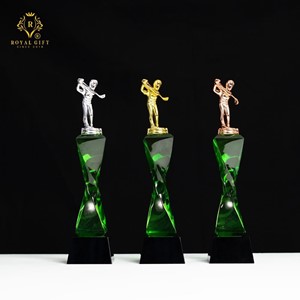 CÚP GOLF PHA LÊ XANH LÁ VÀNG BẠC ĐỒNG – HGCM95